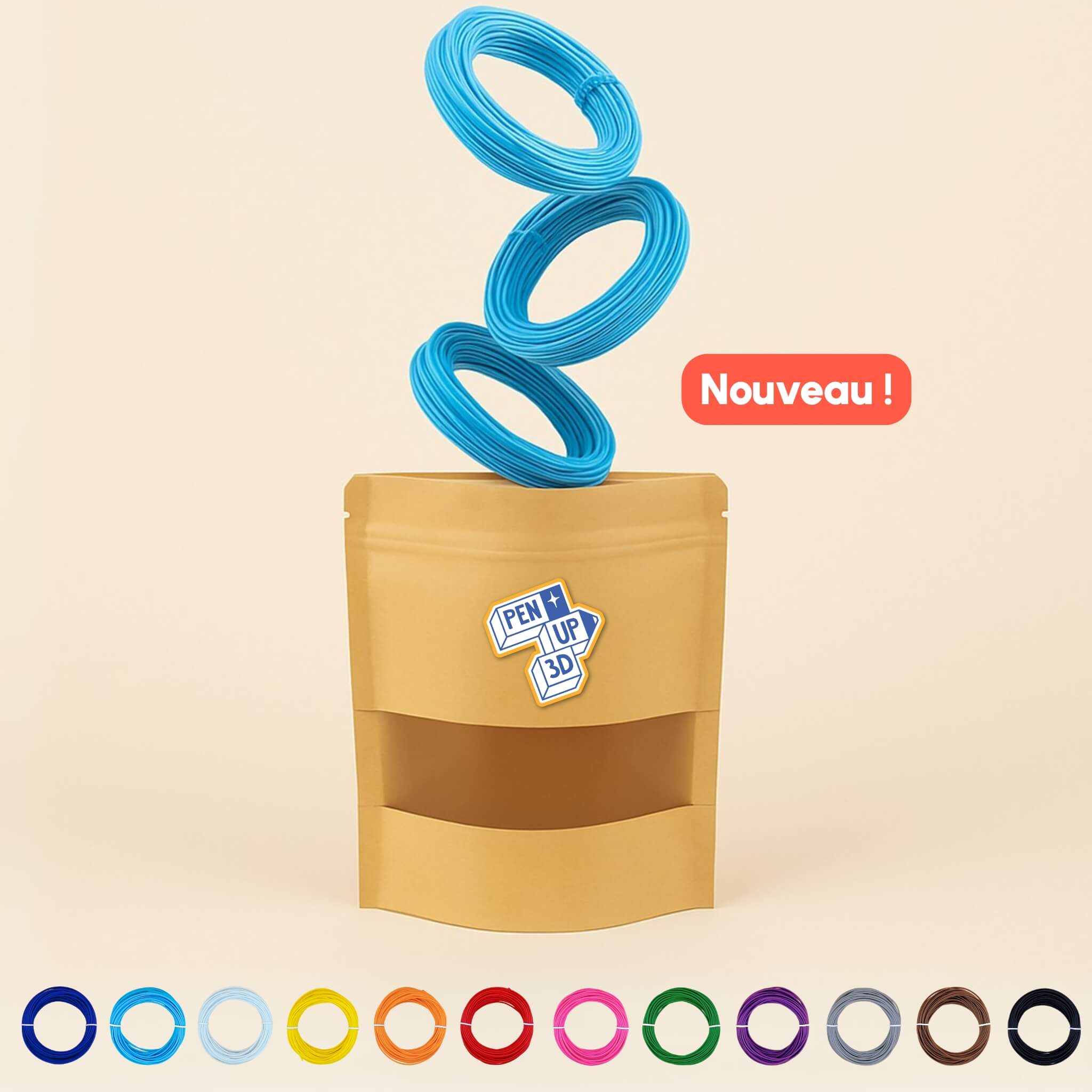 Lot de 3 bobines (12 couleurs au choix)