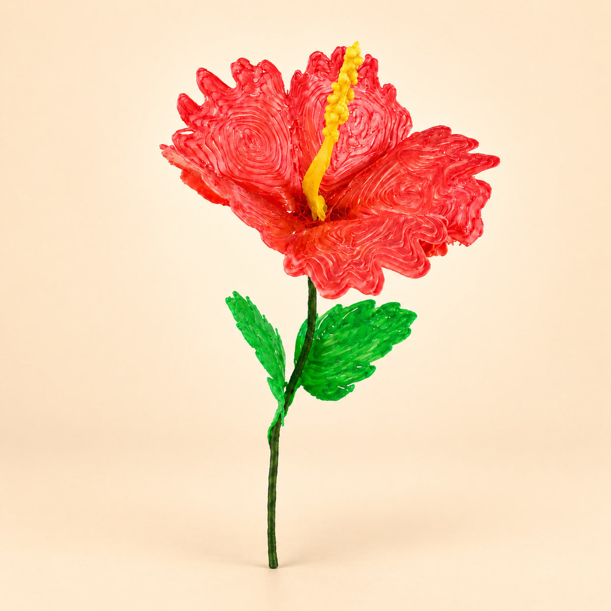 Hibisco rojo realizado con el bolígrafo 3D Pen'Up con el Kit Floral