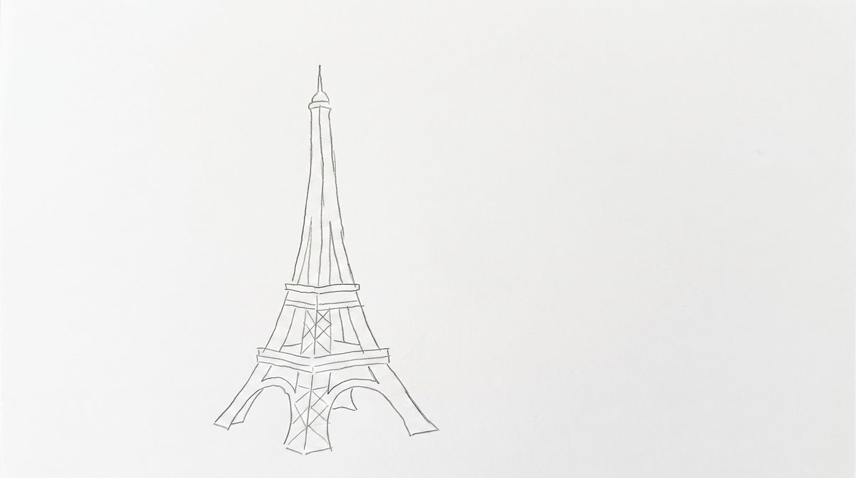 Croquis Tour Eiffel style enfant, avant Pen'Up 3D