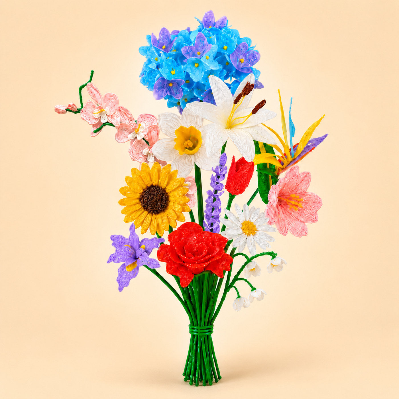 Bouquet de fleurs réalisé au stylo 3D Pen'Up avec le Kit Floral