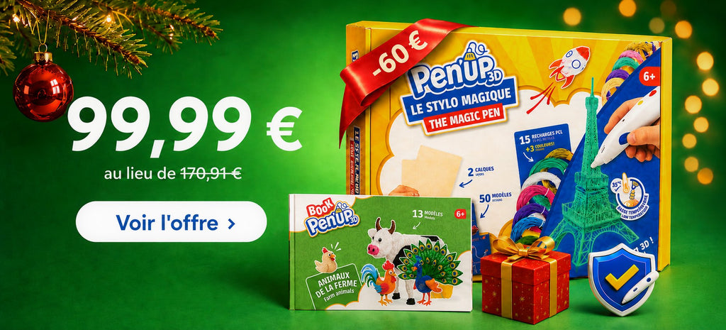Offre de Noël : Pack Complet Pen'Up 3D avec livret Animaux et garantie à vie à 99,99 €
